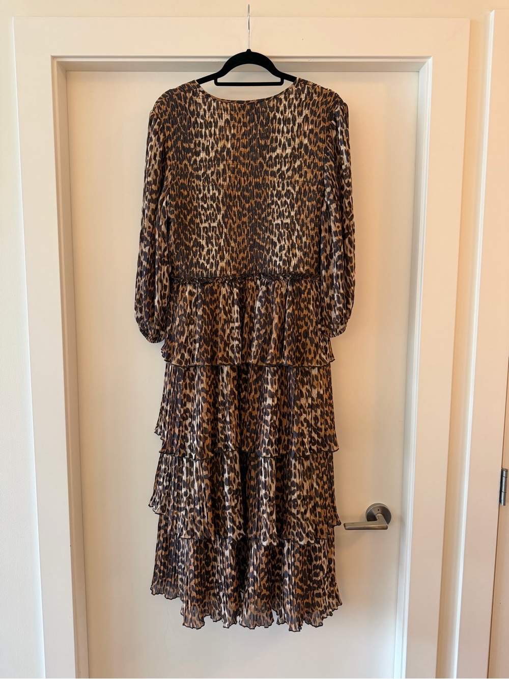 Ganni Tiered Leopard Print Dress in Size 44 (US 14 or XL) - Picture 2 of 3